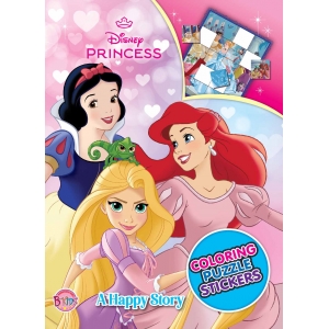 Disney Princess COLORING PUZZLE STICKERS - A Happy Story